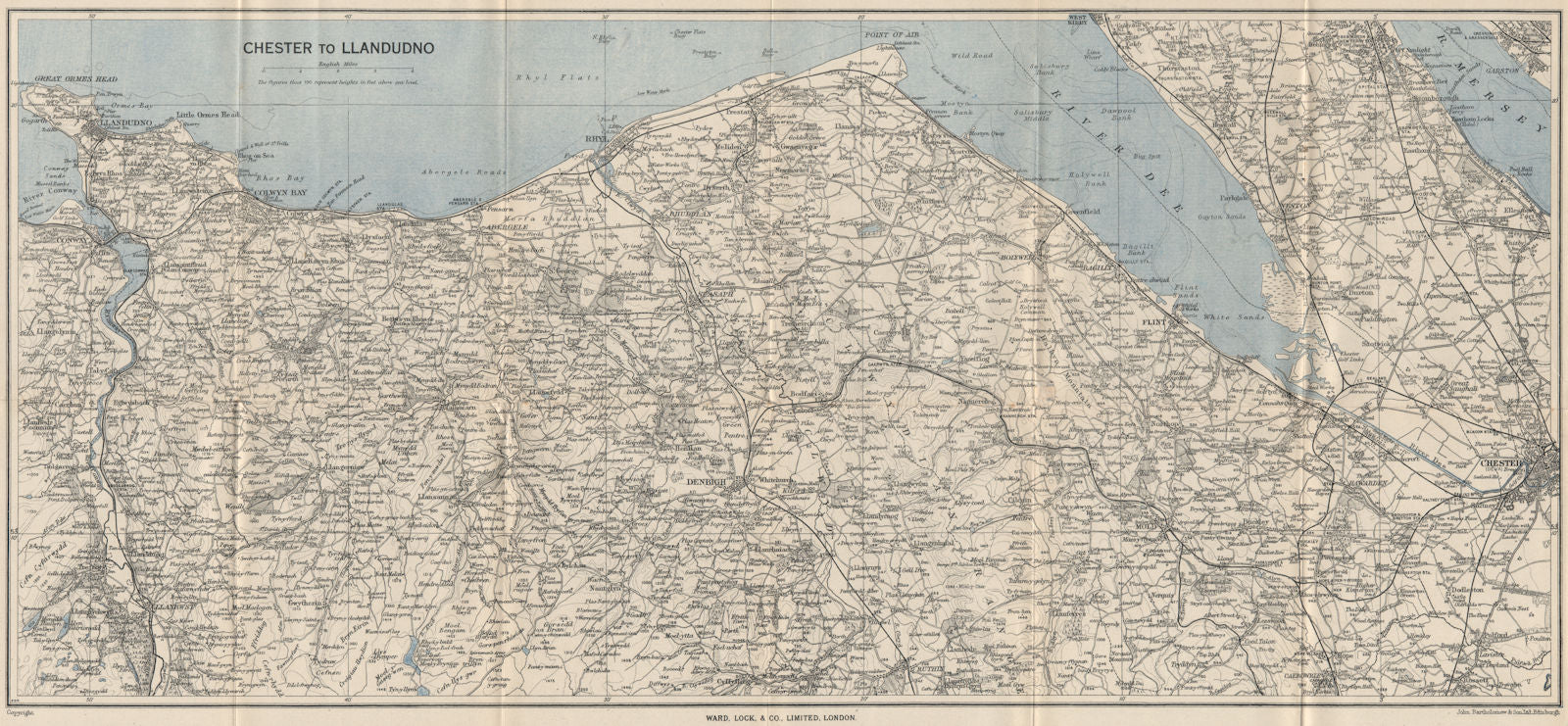 NORTH WALES COAST. Chester-Llandudno. Denbigh Rhyl Deeside. WARD LOCK 1950 map